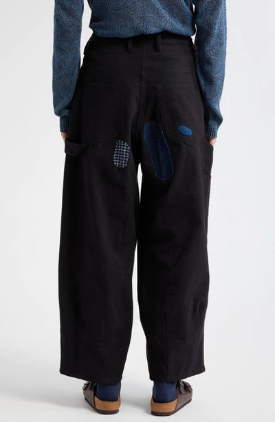 Shop Story Mfg. Patchwork Wide Leg Organic Cotton Carpenter Pants In Scarecrow