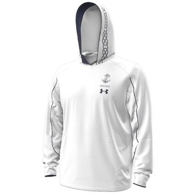 Shop Under Armour White Navy Midshipmen 2023 Aer Lingus College Football Classic Fleece Pullover Hoodie