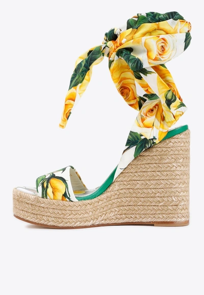 Shop Dolce & Gabbana 110 Floral Wedge Sandals In Multicolor