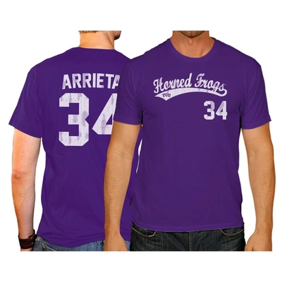 Shop Retro Brand Original  Jake Arrieta Purple Tcu Horned Frogs Ncaa Baseball T-shirt