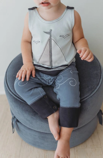 L'ovedbaby Appliqué Organic Cotton Romper In Sailboat