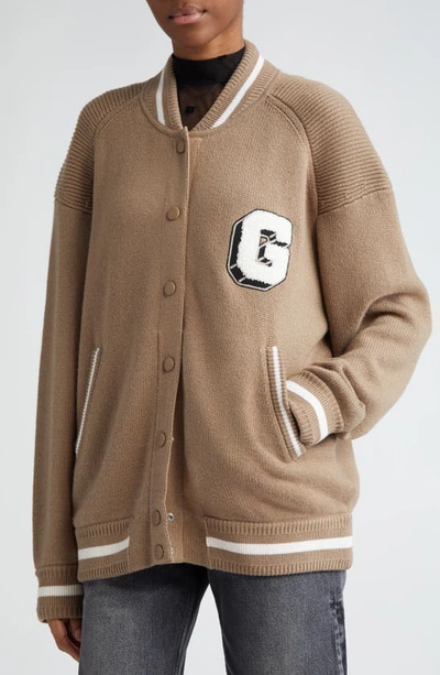 Shop Givenchy Cashmere Varsity Cardigan In Beige