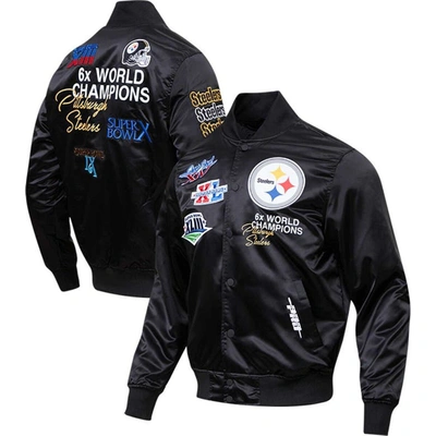 Shop Pro Standard Black Pittsburgh Steelers 6x Super Bowl Champions Satin Full-snap Varsity Jacket