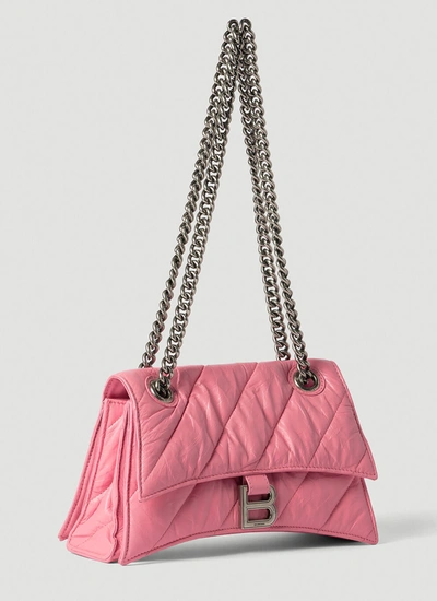 Shop Balenciaga Women Crush Chain Shoulder Bag In Pink