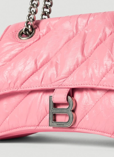 Shop Balenciaga Women Crush Chain Shoulder Bag In Pink
