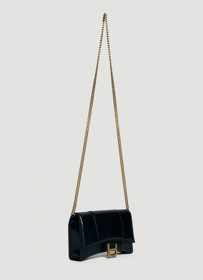 Shop Balenciaga Women Hourglass Mini Chain Wallet In Black