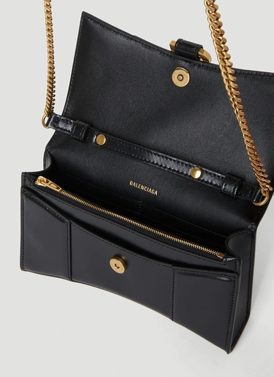 Shop Balenciaga Women Hourglass Mini Chain Wallet In Black