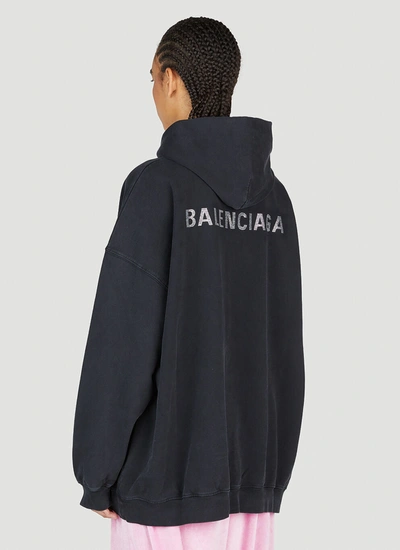 Shop Balenciaga Women Large Fit Hooded Sweatshirt In Black