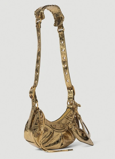 Shop Balenciaga Women Le Cagole Xs Metallic Shoulder Bag In Gold