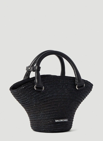 Shop Balenciaga Women Mini Beach Tote Bag In Black