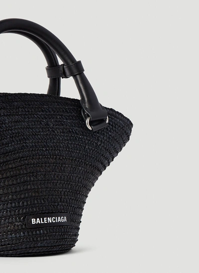 Shop Balenciaga Women Mini Beach Tote Bag In Black