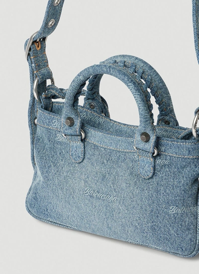 Shop Balenciaga Women Neo Cagole Small Tote Bag In Blue