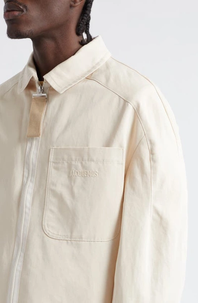 Shop Jacquemus Le Blouson Linu Boxy Cotton & Linen Workwear Jacket In Beige