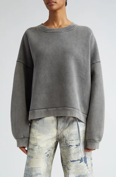 Shop Acne Studios Fester Logo Patch Oversize Cotton Sweatshirt In Faded Black