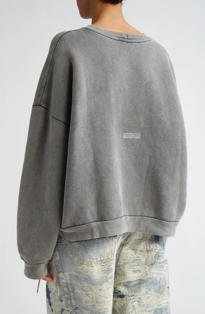 Acne Studios Fester Logo Patch Oversize Cotton Sweatshirt In Faded Black