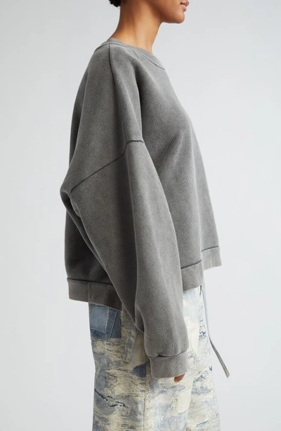 Acne Studios Fester Logo Patch Oversize Cotton Sweatshirt In Faded Black