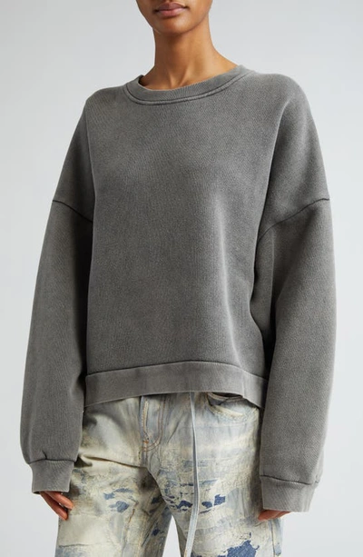 Acne Studios Fester Logo Patch Oversize Cotton Sweatshirt In Faded Black