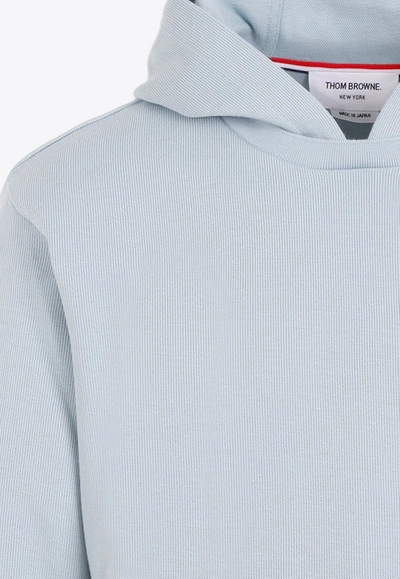 Shop Thom Browne 4-bar Hooded Sweatshirt In Blue