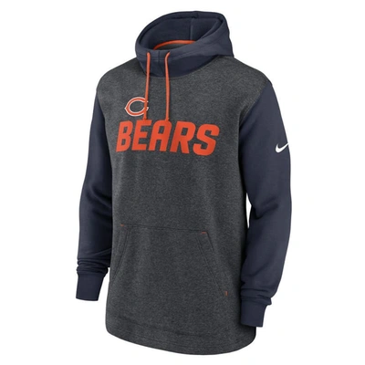 Shop Nike Heathered Charcoal/navy Chicago Bears Surrey Legacy Pullover Hoodie In Heather Charcoal