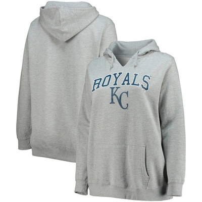 Shop Profile Heather Gray Kansas City Royals Plus Size Notch Neck Fleece Pullover Hoodie