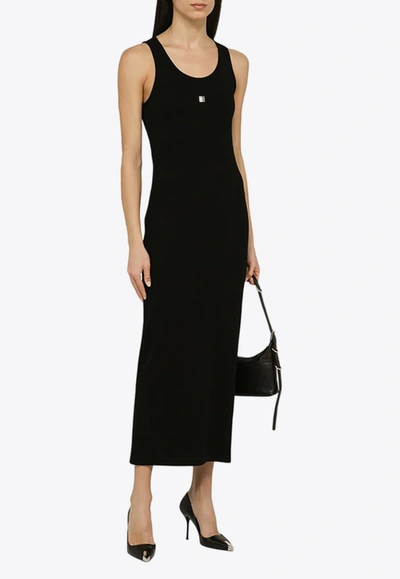 Shop Givenchy 4g Logo Ribbed Midi Dress In Black