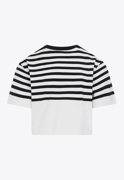 Shop Givenchy 4g Logo Striped Cropped T-shirt In Monochrome