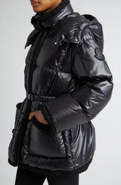 Shop Moncler Corneille Hooded Quilted Down Puffer Jacket With Removable Hood In Black