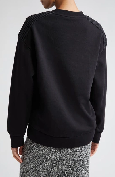 Moncler Embroidered Logo Crewneck Sweatshirt In Black