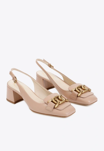 Shop Tod's 50 Patent Leather Slingback Pumps In Nude