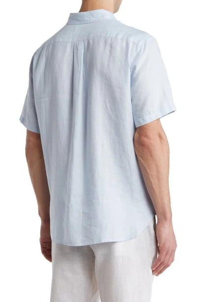 Vince Classic Fit Short Sleeve Linen Shirt In Glacier