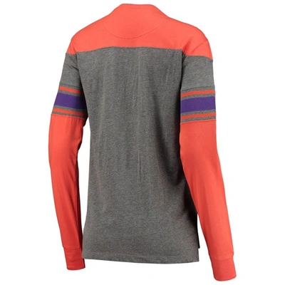 Shop Pressbox Orange/heathered Gray Clemson Tigers Lizzy Flocking Striped Long Sleeve T-shirt