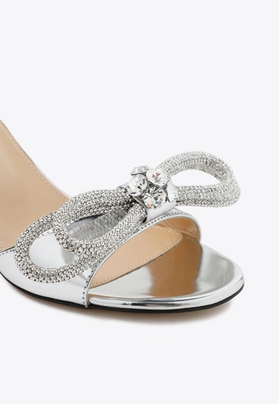 Shop Mach & Mach 65 Double Bow Patent Leather Mules In Metallic