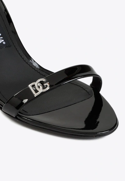 Shop Dolce & Gabbana 65 Logo Sandals In Patent Leather In Black