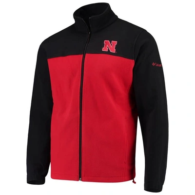 Shop Columbia Black/scarlet Nebraska Huskers Flanker Iii Fleece Team Full-zip Jacket