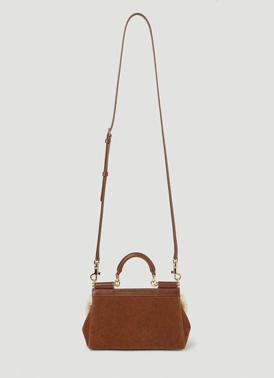 Shop Dolce & Gabbana Women Sicily Suede Small Handbag In Brown