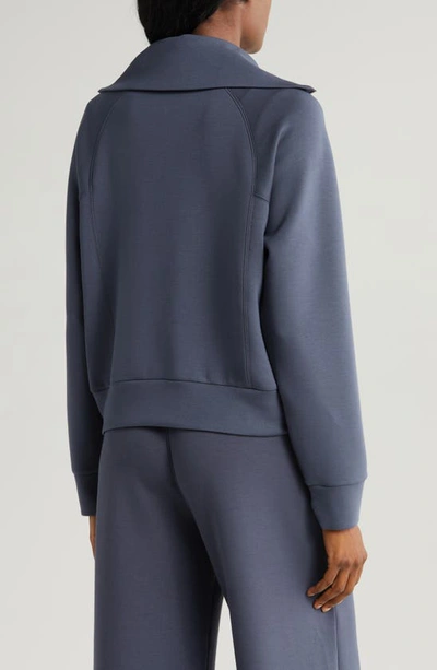 Shop Spanx Airessentials Half Zip Sweatshirt In Dark Storm