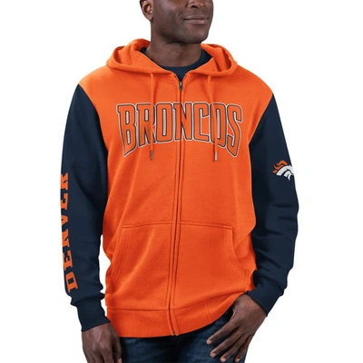 Shop G-iii Sports By Carl Banks Orange/navy Denver Broncos T-shirt & Full-zip Hoodie Combo Set