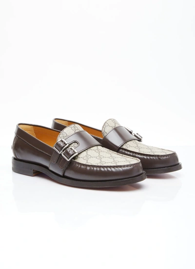 Shop Gucci Men Gg Buckle Loafers In Brown