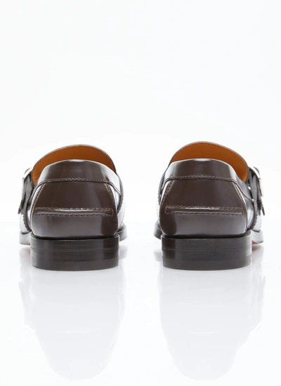 Shop Gucci Men Gg Buckle Loafers In Brown