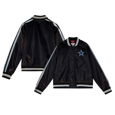 Shop Mitchell & Ness Black Dallas Cowboys Raglan Satin Full-snap Jacket