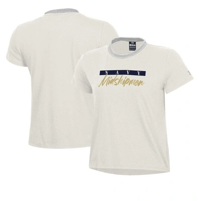 Shop Under Armour Cream Navy Midshipmen Iconic T-shirt In White