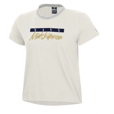 Shop Under Armour Cream Navy Midshipmen Iconic T-shirt In White