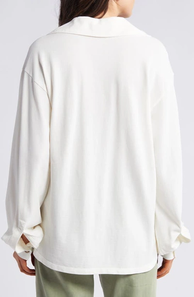 Shop Treasure & Bond Oversize Long Sleeve Cotton Polo In Ivory Egret