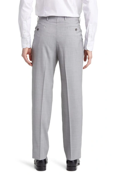 Shop Berle Pleated Tropical Weight Wool Dress Pants In Light Grey