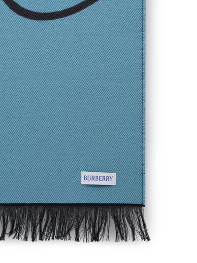 Shop Burberry Two-tone Wool And Silk Scarf In Blue