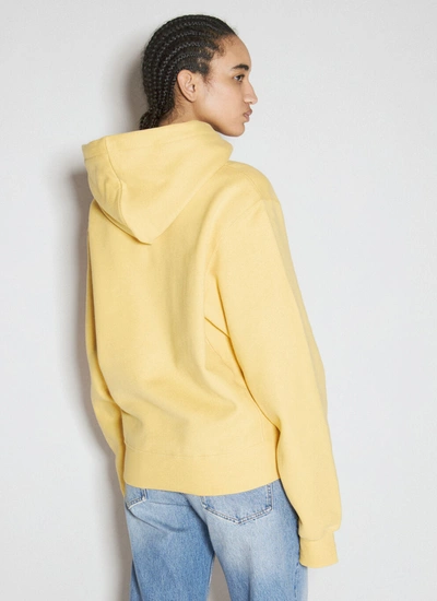 Shop Saint Laurent Women Logo Embroidery Hooded Sweatshirt In Yellow