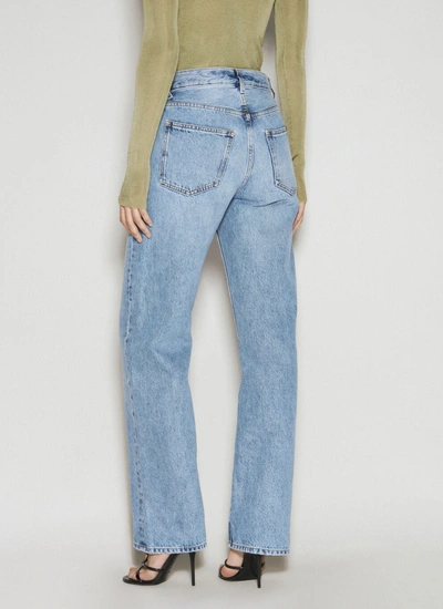 Shop Saint Laurent Women Long Baggy Jeans In Blue