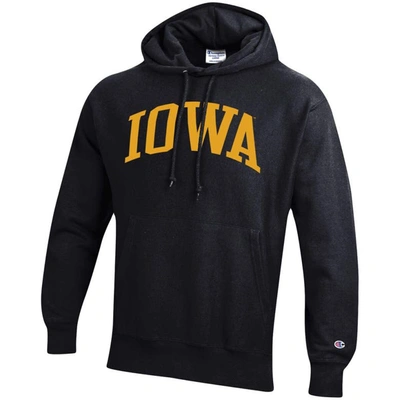 Shop Champion Black Iowa Hawkeyes Team Arch Reverse Weave Pullover Hoodie