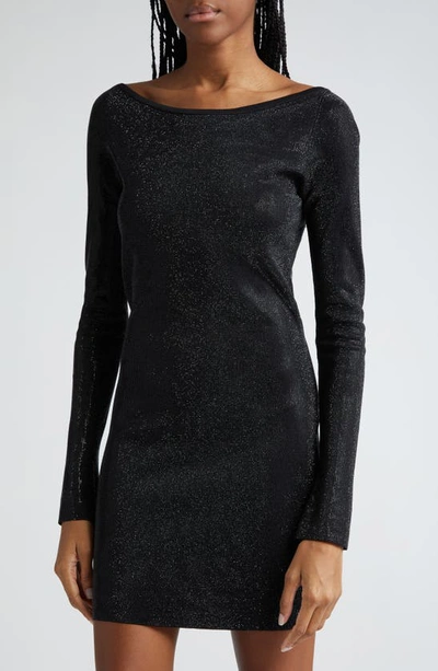 Shop Alexander Wang Hot Fix Long Sleeve Minidress In Black