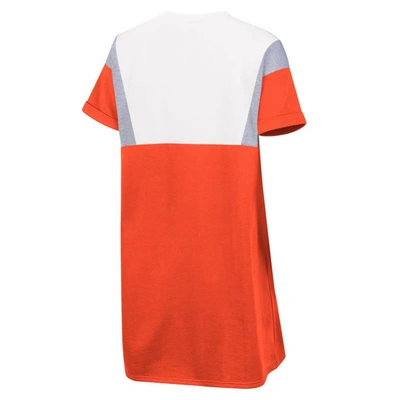Shop G-iii 4her By Carl Banks Orange/white Clemson Tigers 3rd Down Short Sleeve T-shirt Dress